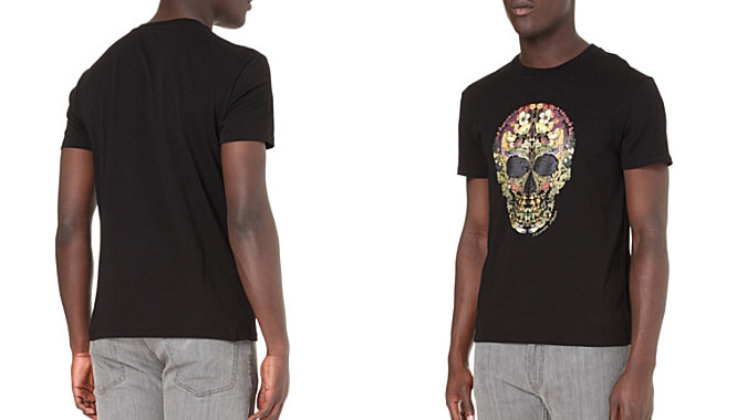 Flower-print Skull T-shirt